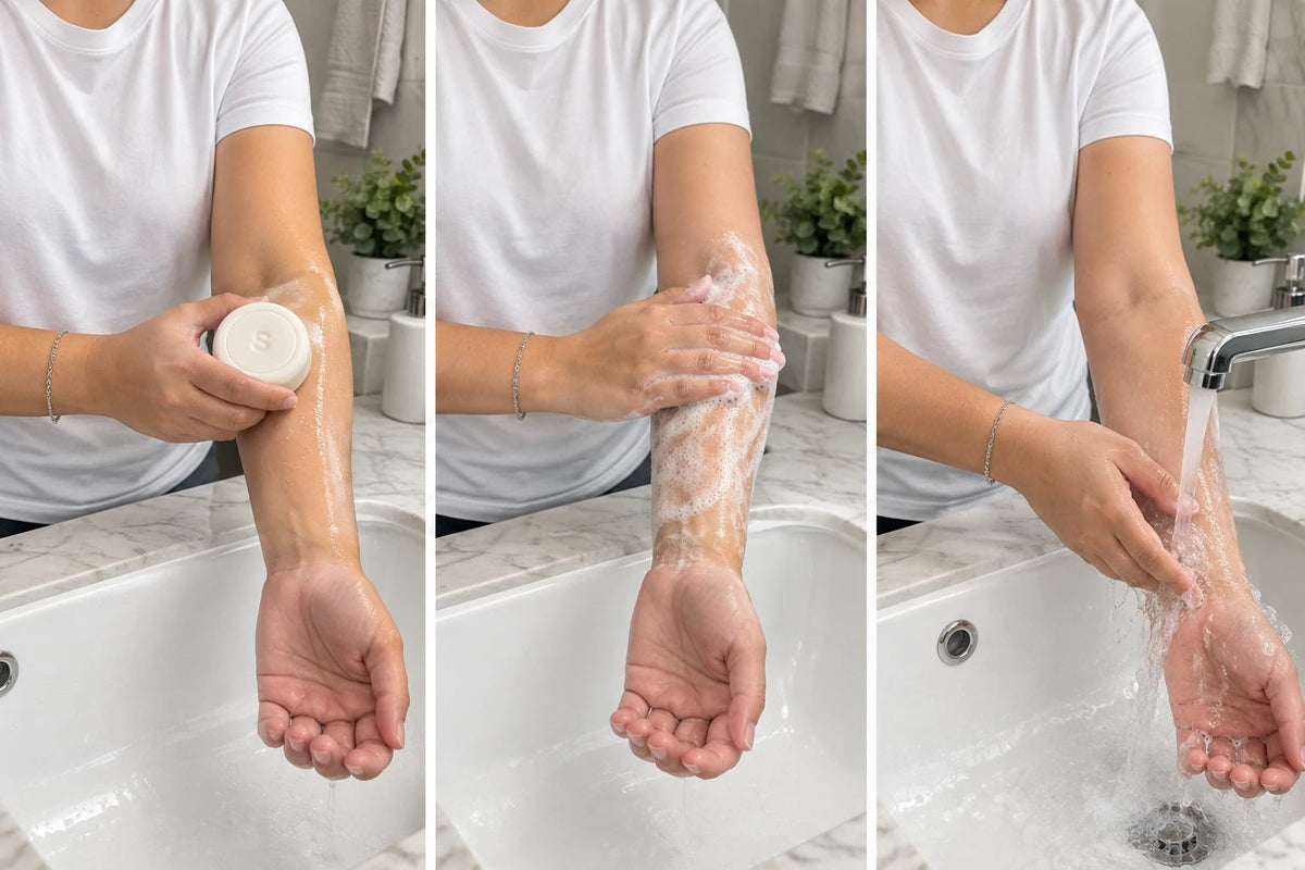 Lather, cleanse and rinse